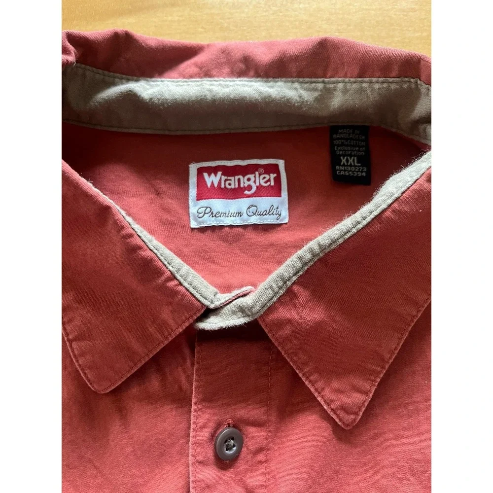 Wrangler‎ Men's 100% Cotton Short Sleeve Button-Up Work Shirt Sz XXL Pockets